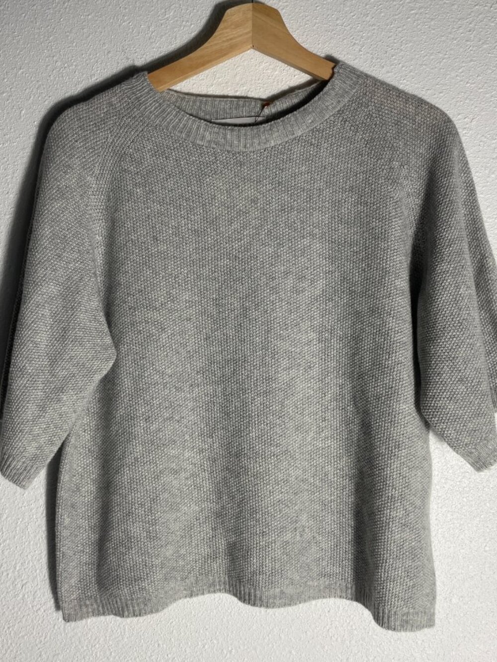 Bianco & Blu Women's Knitted Wool Cashmere Blend Sweater Gray Size M Half Sleeve
